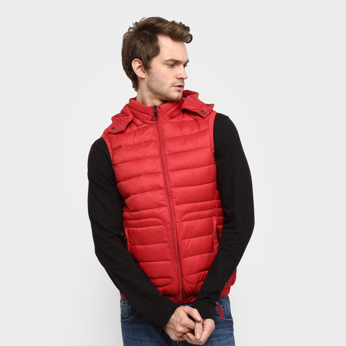 jaqueta puffer masculina vermelha
